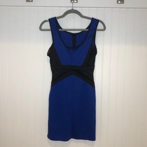 Blue and black mesh side dress